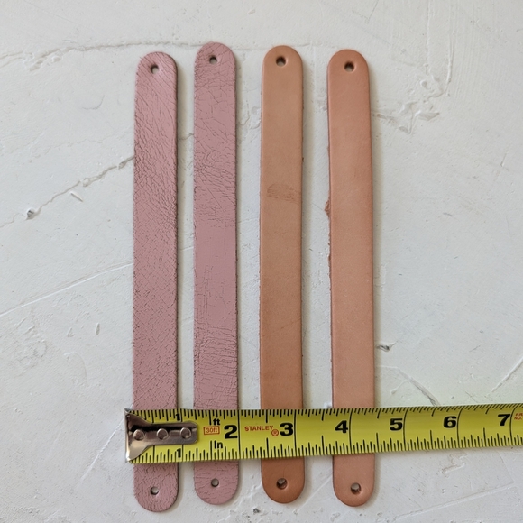 4pcs Mixed Color Genuine Leather Bracelet Wristband Slide DIY Blush Purple Tan - Picture 9 of 9